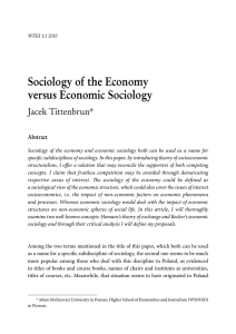 Sociology of the Economy versus Economic Sociology
