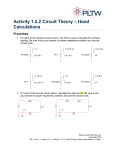 Activity 1.2.2 Circuit Theory – Hand Calculations Procedure