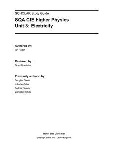 SQA CfE Higher Physics Unit 3: Electricity