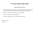 4 th Grade Summer Math Packet Summer Math Packet Directions