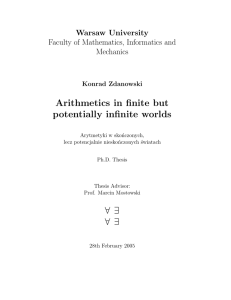 Arithmetics in finite but potentially infinite worlds ∀ ∃ ∀ ∃