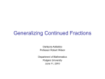 Generalizing Continued Fractions - DIMACS REU
