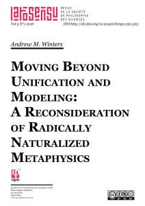 moving beyond unification and modeling: a reconsideration of