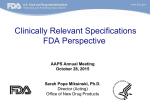 Clinically Relevant Specifications FDA Perspective