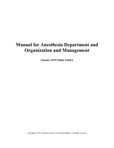 Manual for Anesthesia Department and Organization