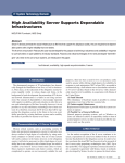 High Availability Server Supports Dependable Infrastructures