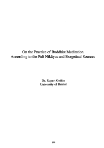 On the Practice of Buddhist Meditation According to the Pali Nikayas