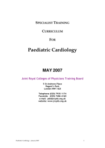 Specialty Training Curriculum Paediatric Cardiology