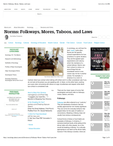 Norms: Folkways, Mores, Taboos, and Laws