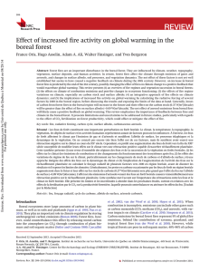Effect of increased fire activity on global warming in the