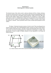 Exp7. Birefringence in Calcite Crystals