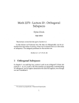 Math 2270 - Lecture 20: Orthogonal Subspaces