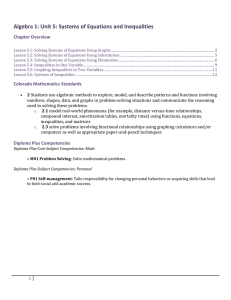 Algebra 1: Unit 5: Systems of Equations and