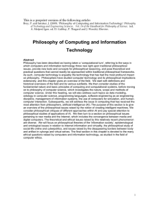 Philosophy of Computing and Information Technology