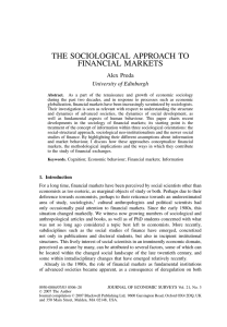 the sociological approach to financial markets