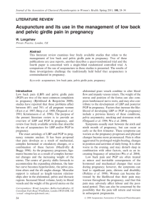 Acupuncture and its use in the management of low back and pelvic