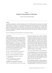 Empirical Generalisation in Marketing