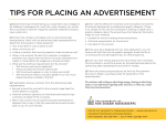 TIPS FOR PLACING AN ADVERTISEMENT