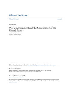 World Government and the Constitution of the United States