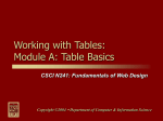Working with Tables: Module A: Table Basics