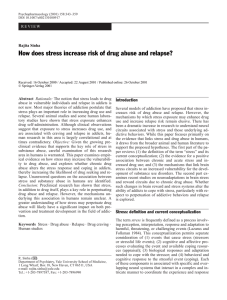 How does stress increase risk of drug abuse and relapse?