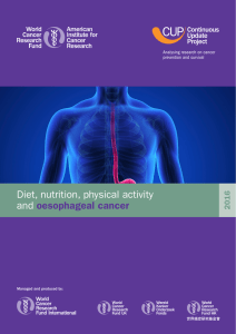 Diet, nutrition, physical activity and oesophageal cancer