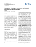 Development of geological processes on the Earth and their impact