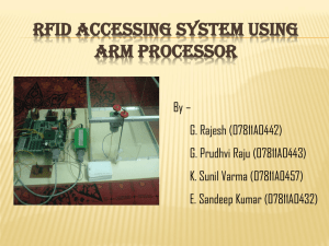 Rfid accessing system using arm processor