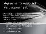 Agreements * subject verb agreement