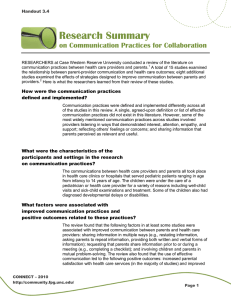 Handout 3.4: Research Summary on Communication Practices for