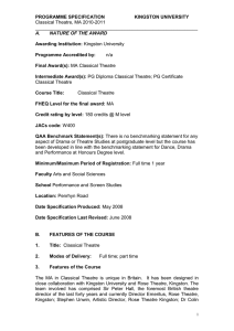 Classical Theatre - Programme Specifications