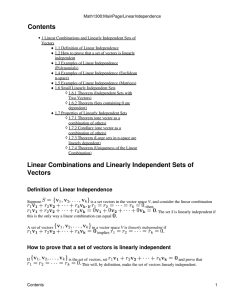 Linear Combinations and Linearly Independent Sets of Vectors