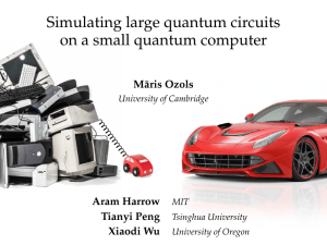 Simulating large quantum circuits on a small quantum computer