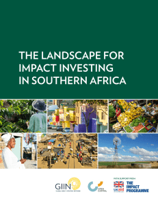 THE LANDSCAPE FOR IMPACT INVESTING IN SOUTHERN AFRICA