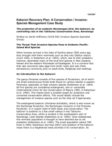 Kakerori Recovery Plan - Invasive Species Specialist Group