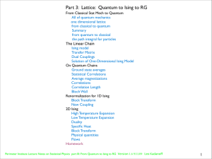 Part 3: Lattice: Quantum to Ising to RG