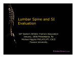 Lumbar Spine and SI Evaluation - Eastern Athletic Trainers