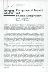 Entrepreneurial Potential and Potential Entrepreneurs