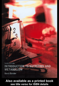 Introduction to Nutrition and Metabolism, Third Edition