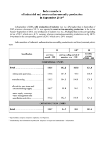 Index numbers of industrial and construction