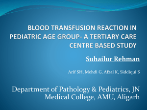 blood transfusion reaction in pediatric age group