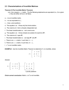 2.3 Characterizations of Invertible Matrices