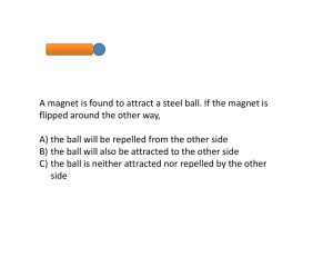 A magnet is found to attract a steel ball. If the magnet is flipped