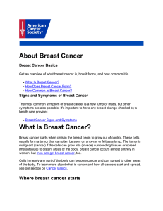 About Breast Cancer What Is Breast Cancer?