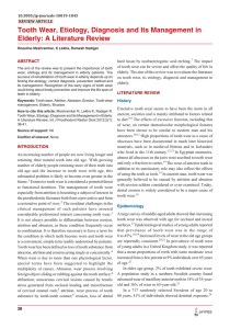 Tooth Wear, Etiology, Diagnosis and Its Management in Elderly: A