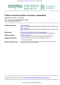 Culture and the evolution of human cooperation