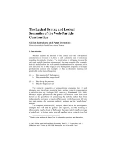The Lexical Syntax and Lexical Semantics of the Verb