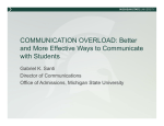 COMMUNICATION OVERLOAD: Better and More Effective Ways to