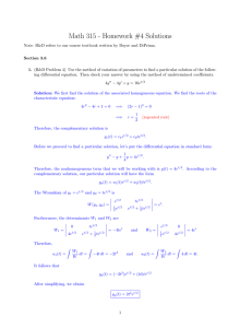 Math 315 - Homework #4 Solutions