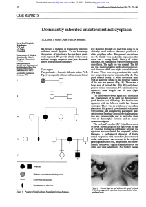 Dominantly inherited unilateral retinal dysplasia